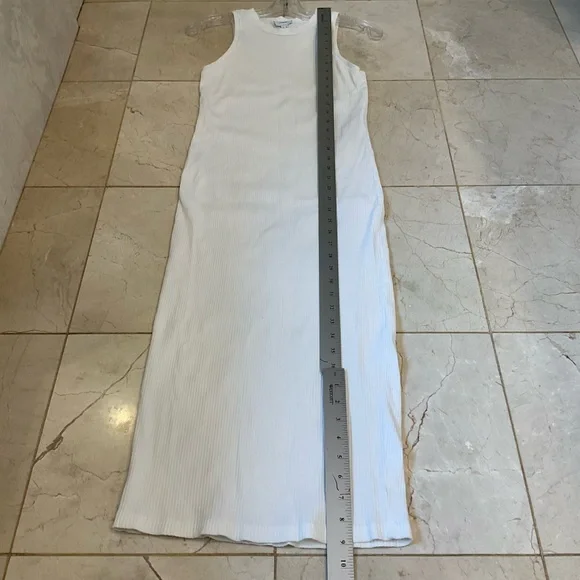 Aware by Vero Moda Ribbed Knit Fitted White Dress, Sleeveless, Round Neck, Sz M - Picture 13 of 13